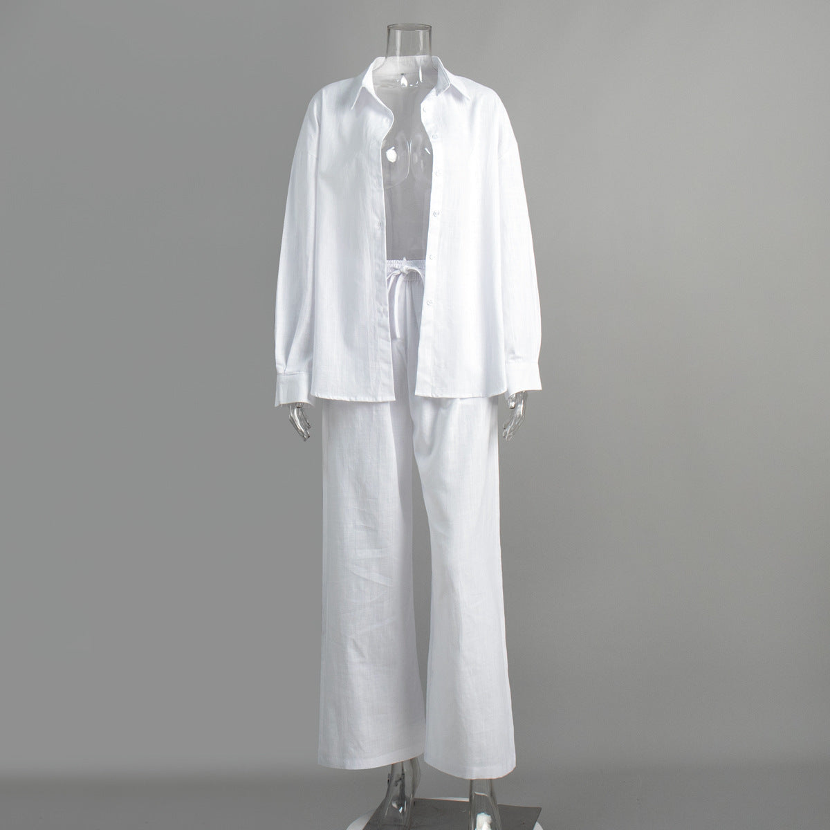 Deborah – Loose Cotton Shirt and Trousers Set with Long Sleeves