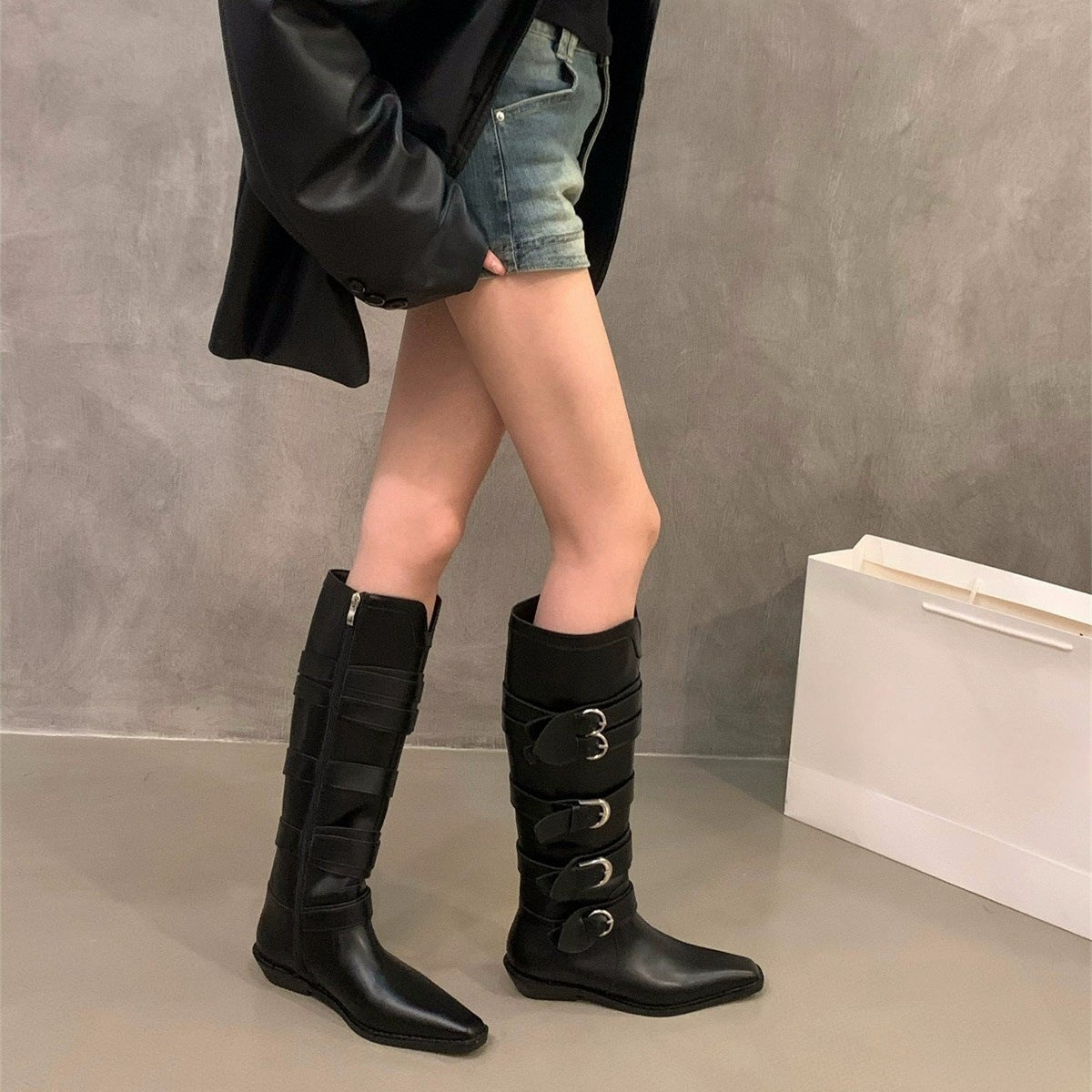 Melissa – Chunky Heel Pointed Brown Boots
