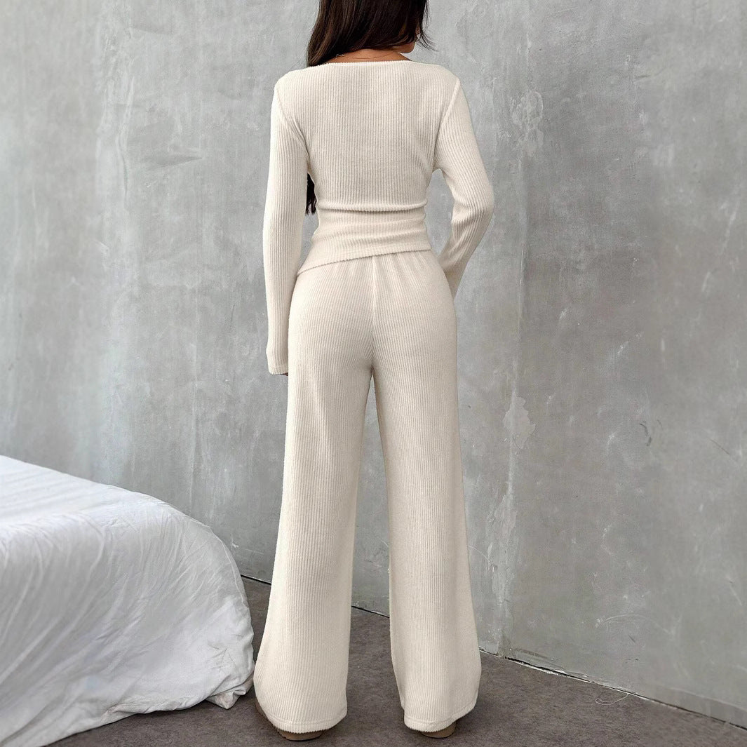 Jacqueline – Casual Long Sleeve Suit with Straight-Leg Pants