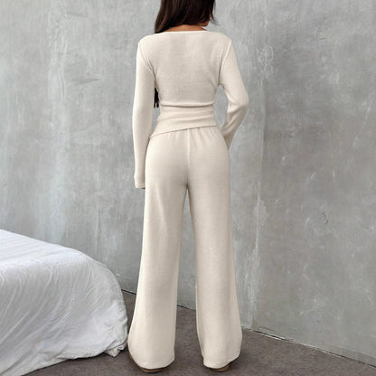 Jacqueline – Casual Long Sleeve Suit with Straight-Leg Pants