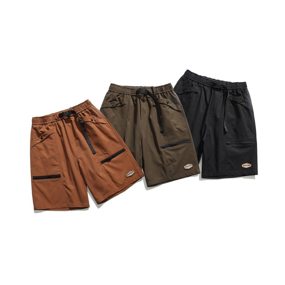 James – Vintage Zipper Workwear Shorts with Pockets
