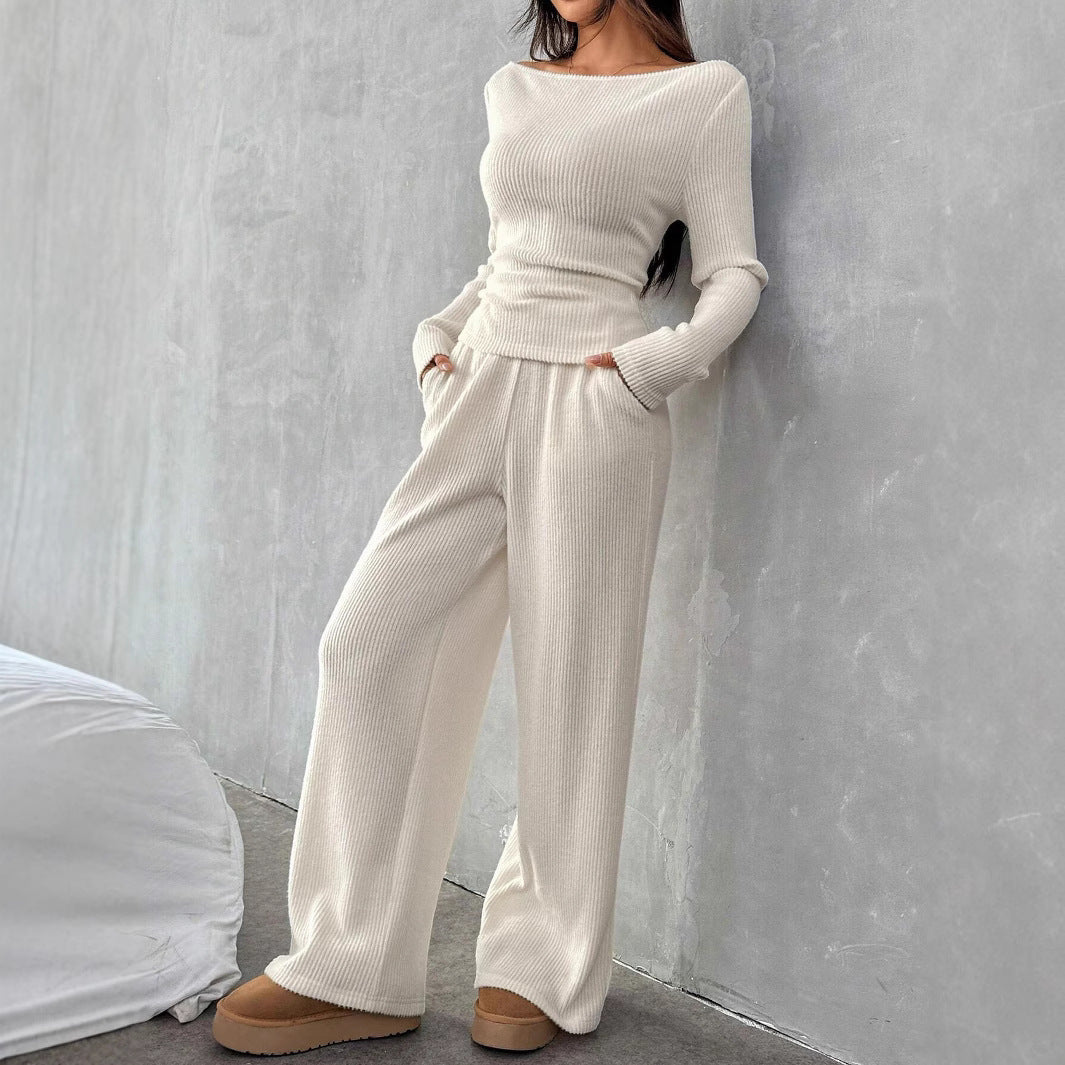 Jacqueline – Casual Long Sleeve Suit with Straight-Leg Pants