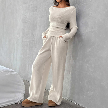 Jacqueline – Casual Long Sleeve Suit with Straight-Leg Pants