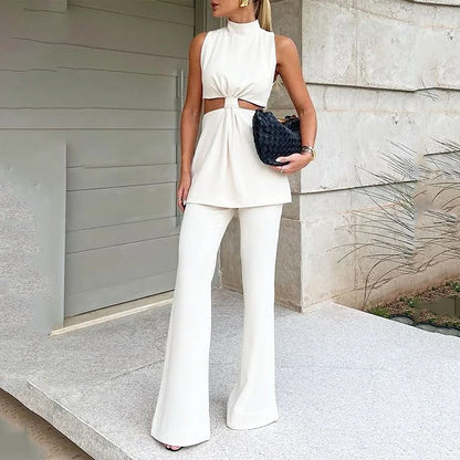 Joanne – Hollow-out Two-piece Top and Pants