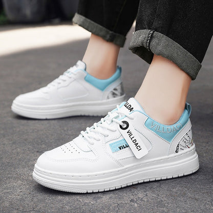 Noel – Men's Casual Sneakers in White and Blue
