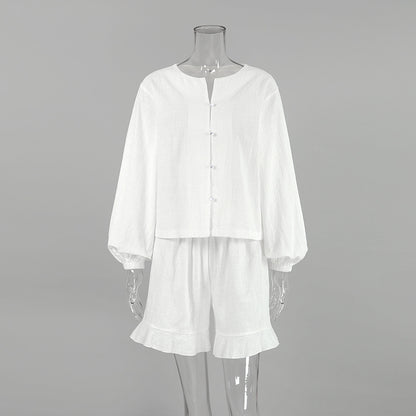 Abigail – Cotton Two-piece Set with Lantern Sleeves
