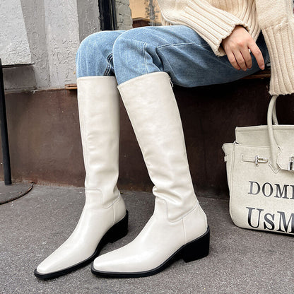 Charlotte – British Style Vegan Leather High Leg Boots