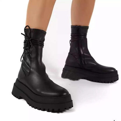 Amanda – Vegan Leather Platform Ankle Boots