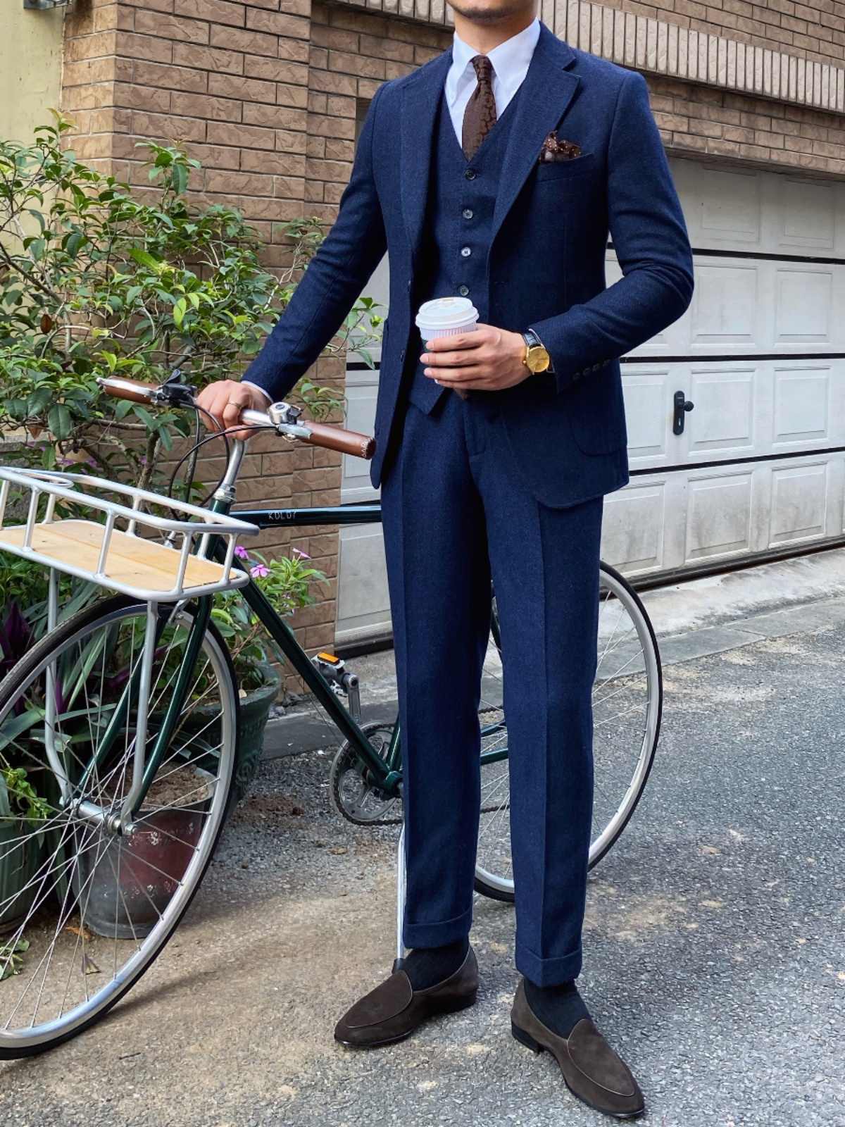 Justin – Retro Herringbone Wool Slim Fit Suit