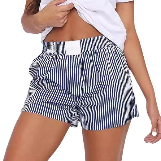 Brenda – Loose Comfortable Striped Shorts with Pockets