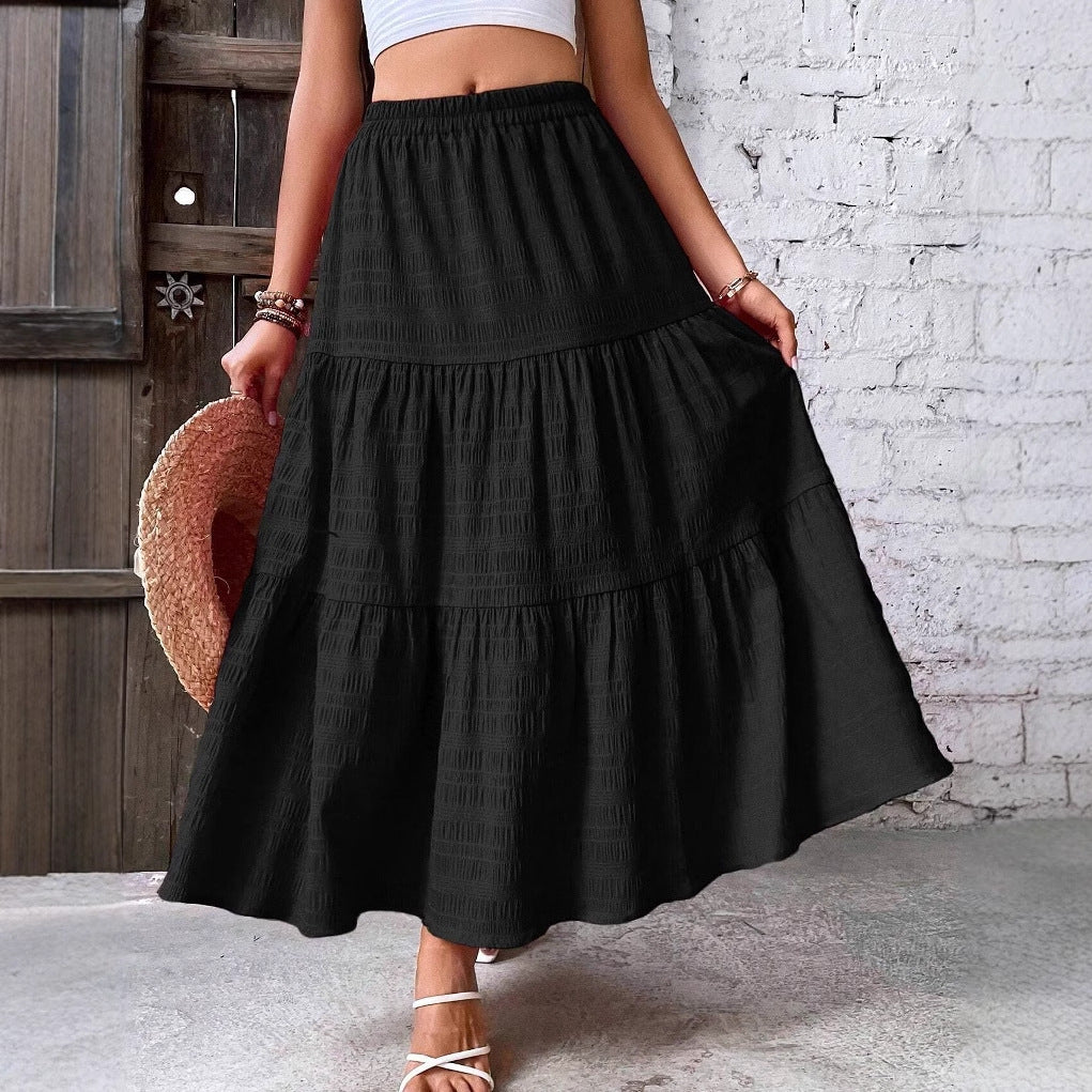 Natasha – Mid-Length Pleated Casual Skirt