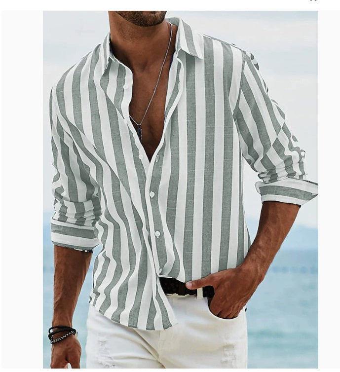 Steven – Striped Polo Collar Shirt
