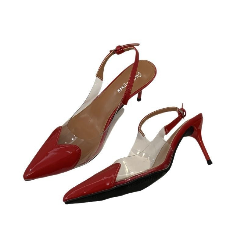 Mary – Pointed Transparent High Heels with Buckle