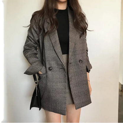 Brenda – Vintage Plaid Blazer