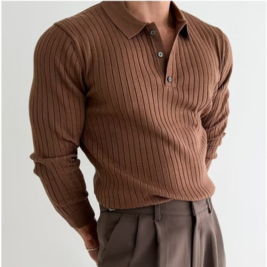 Steven – Men's Long Sleeve Knitted Polo Sweater