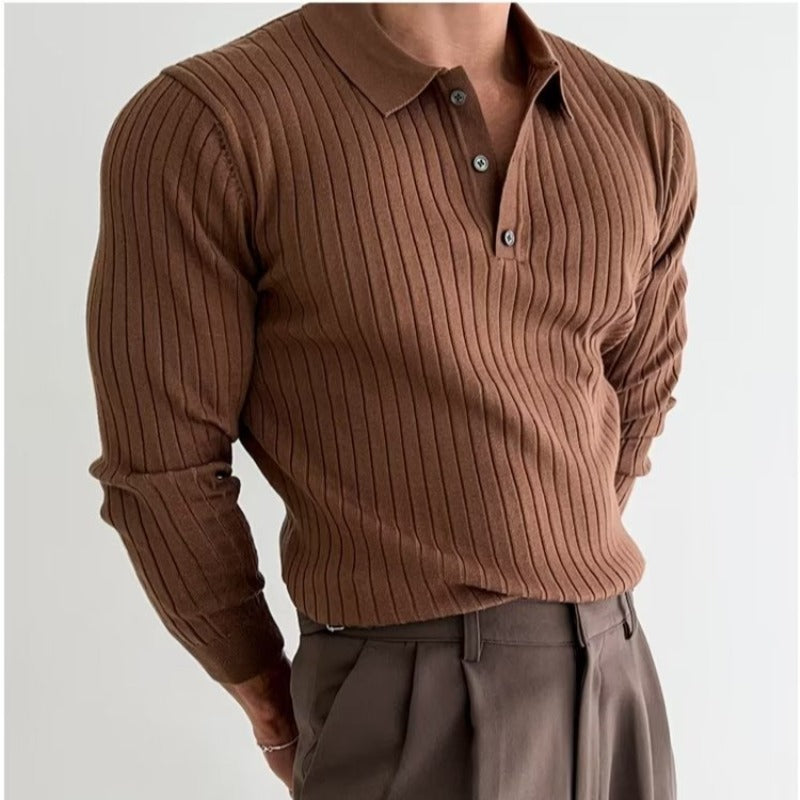 Steven – Men's Long Sleeve Knitted Polo Sweater