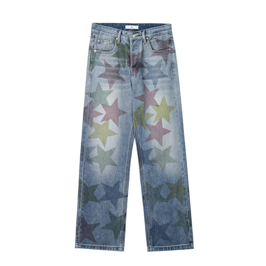 Jake – Pentagram Pattern Straight Leg Jeans