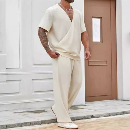 Lewis – Casual Men's Short-Sleeved Suit in Solid Color