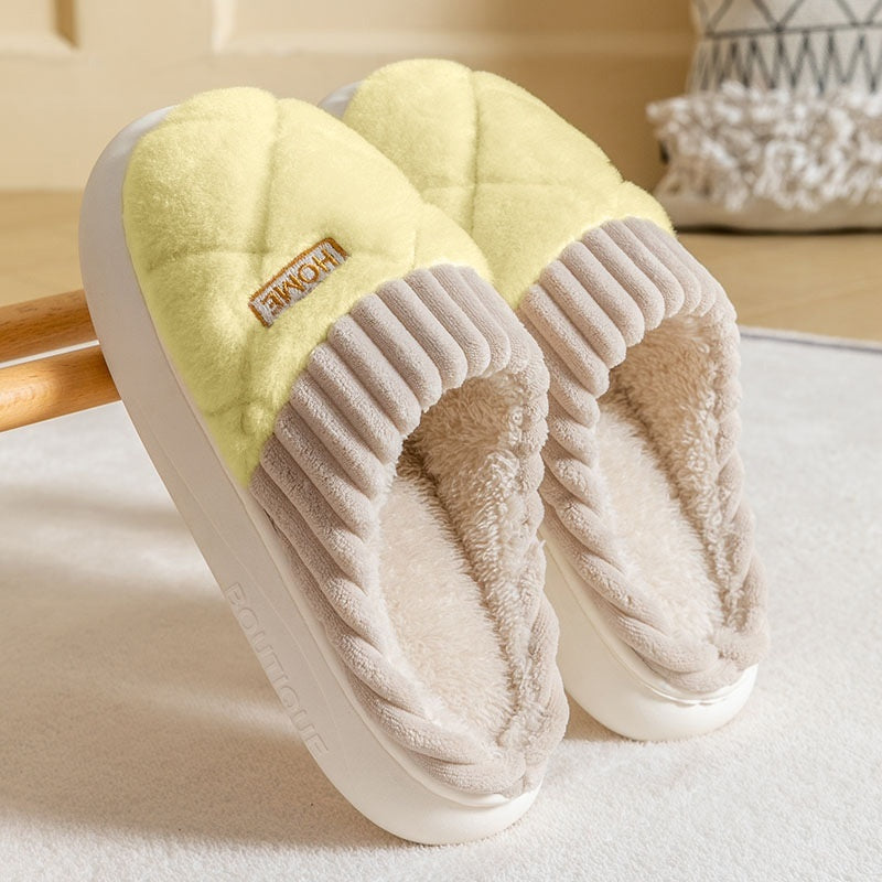 Victoria – Rhombic Stitch Plush Slippers