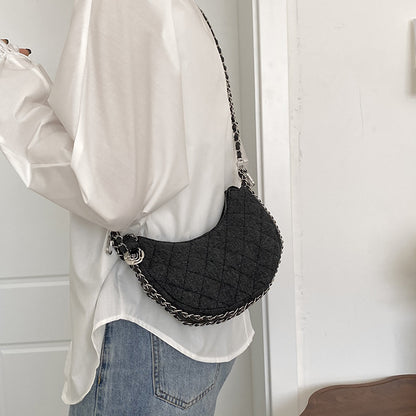 Brenda – Denim Messenger Bag with Diamond Embroidery