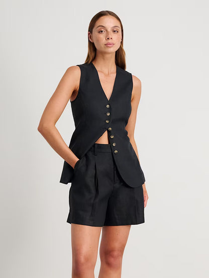 Lauren – Commuter Cotton Linen Shorts Suit