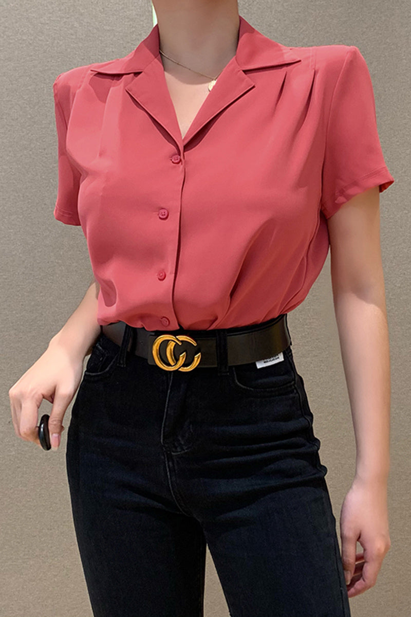 Heather – Retro Polo Collar Short-Sleeved Shirt