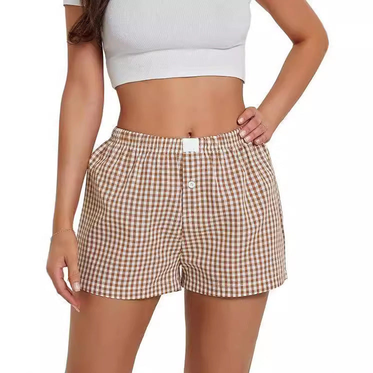 Michelle – Casual Plaid Beach Shorts