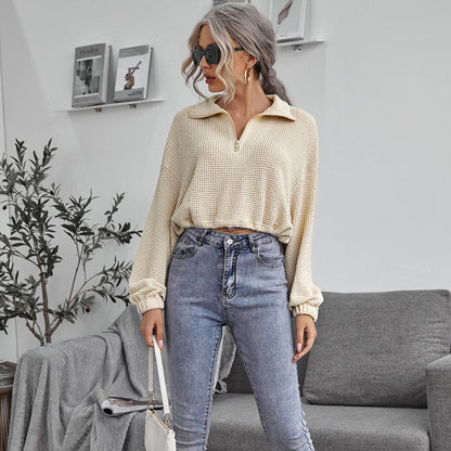 Felix – Drawstring Lapel Knitted Pullover Shirt