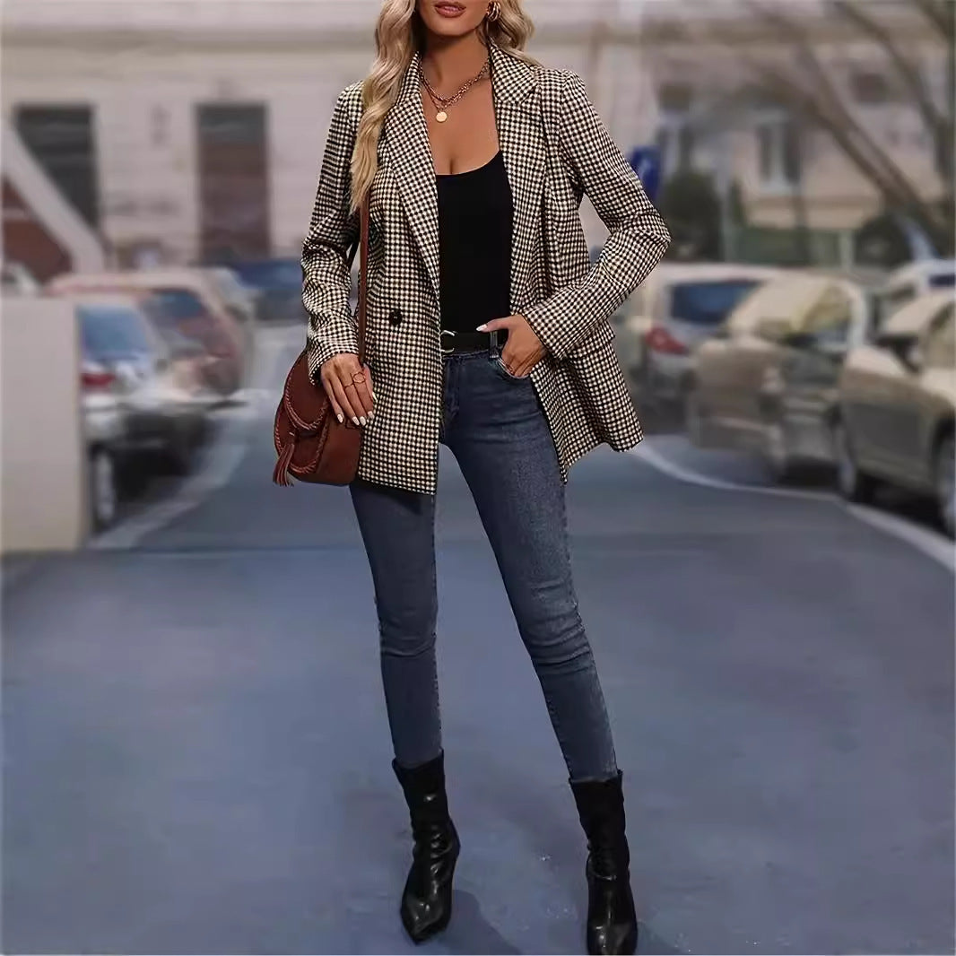 Julie – Women's Plaid Single-Row Coat