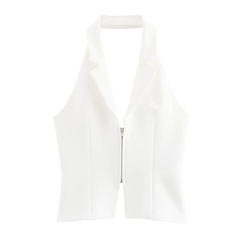 Kelly – Slim-fit Backless Collar Top