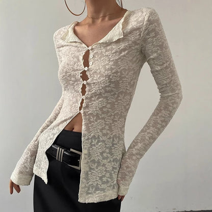 Heidi – Breathable Lace Cardigan T-shirt