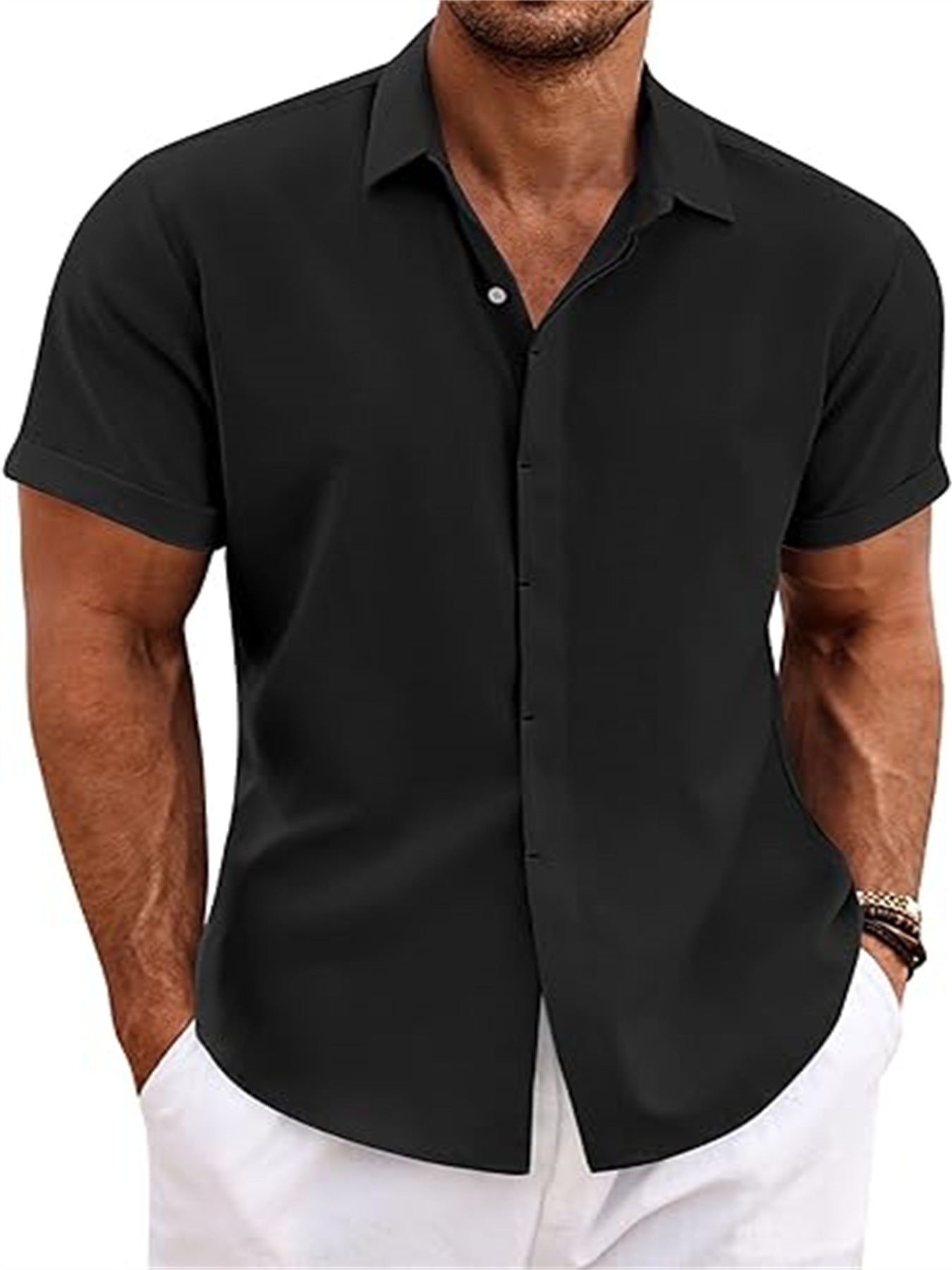 Terence – Men's Short Sleeve Casual Buckle Shirt
