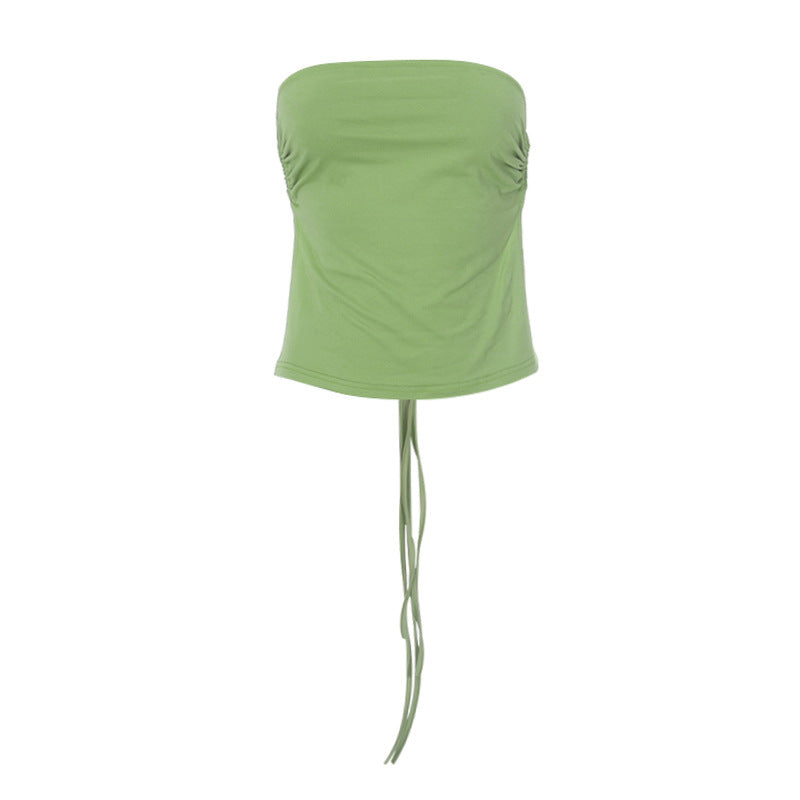 Angela – Pure Color Tied Tube Top Backless Wrap Chest Inner Wear