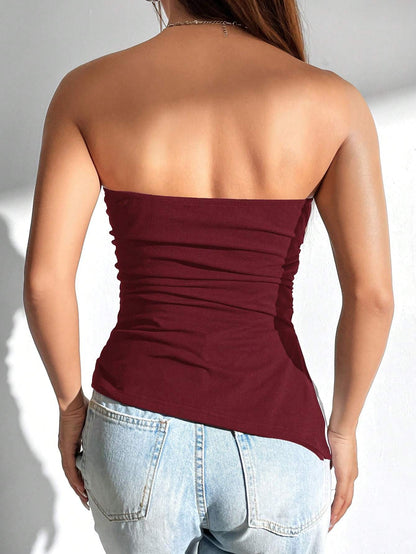 Deborah – Stylish Ruched Bandeau Cami Top with Side Slit