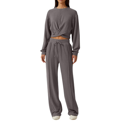 Melanie – Casual Wide-Leg Sweatpants with Front Fold Sweatshirt