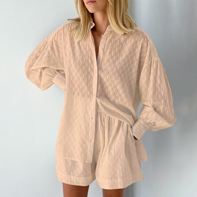 Katy – Jacquard Bubble Sleeve Casual Suit