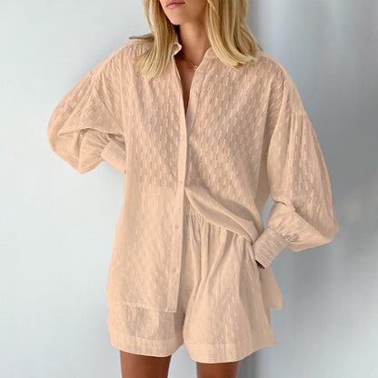 Katy – Jacquard Bubble Sleeve Casual Suit