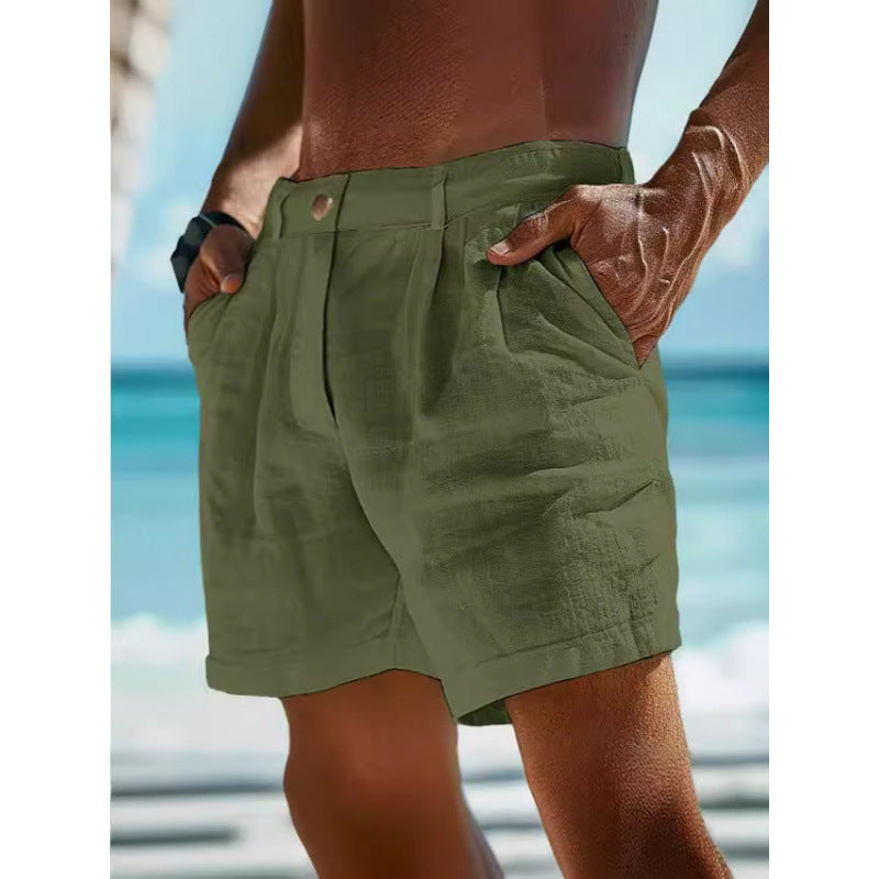 Samuel – Men's Linen Shorts with Button Pocket