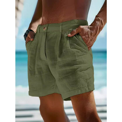 Samuel – Men's Linen Shorts with Button Pocket
