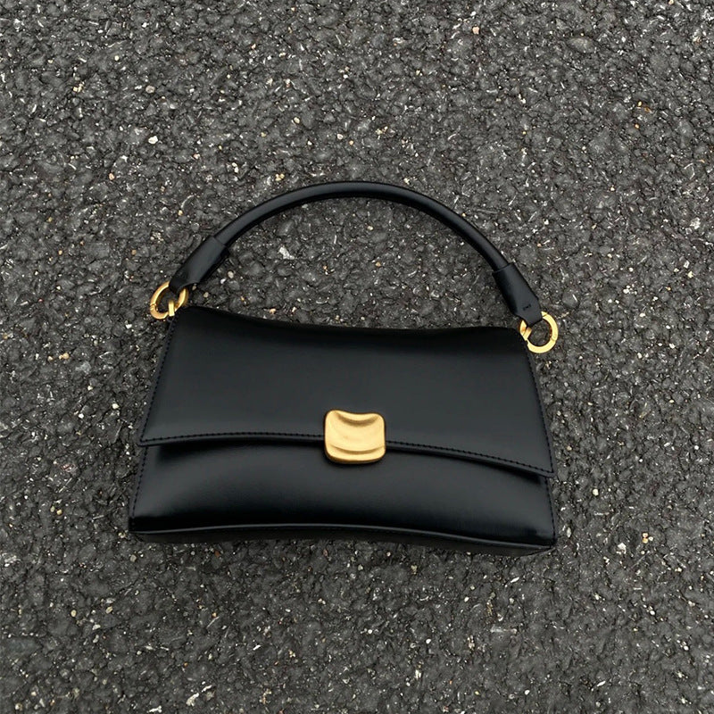 Kate – Black Vegan Leather Underarm Baguette Bag