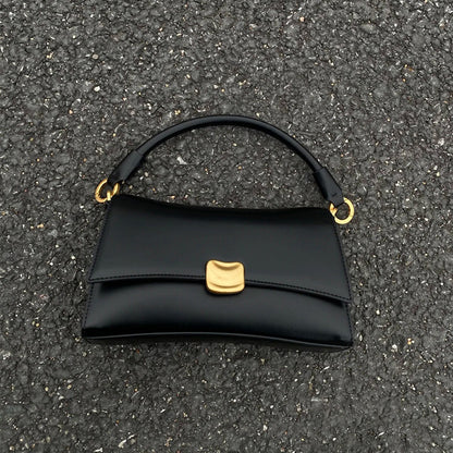 Kate – Black Vegan Leather Underarm Baguette Bag