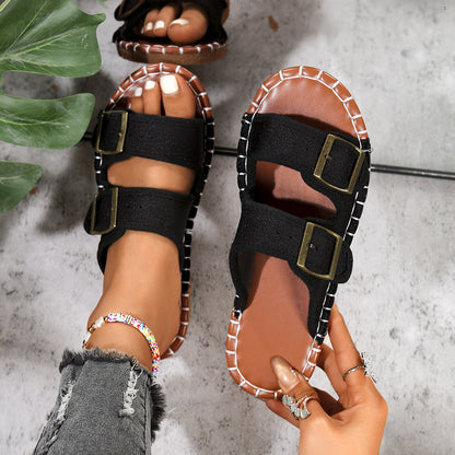 Amelia – Women's Soft Double Buckle Beach Slippers