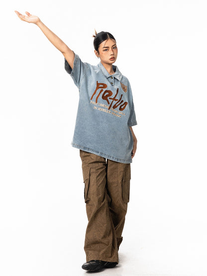 Spencer – Embroidered Retro Denim Short Sleeve