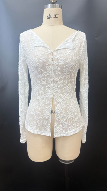Heidi – Breathable Lace Cardigan T-shirt
