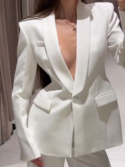Tara – Elegant Women's Suit Jacket & High Waist Pants Set