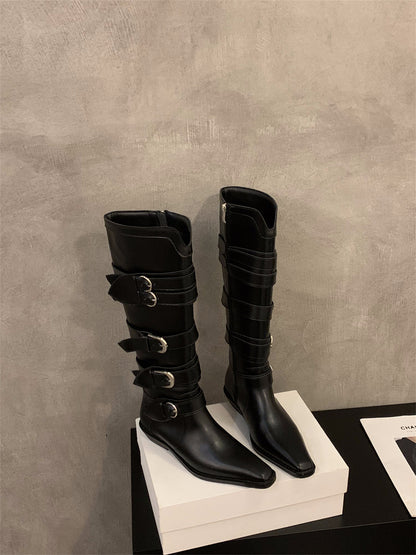 Melissa – Chunky Heel Pointed Brown Boots