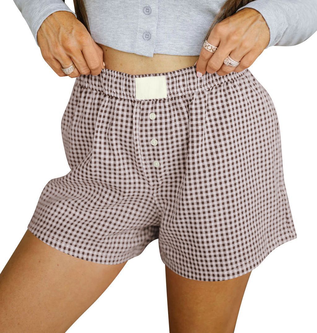 Georgina – Casual Cotton Plaid Shorts