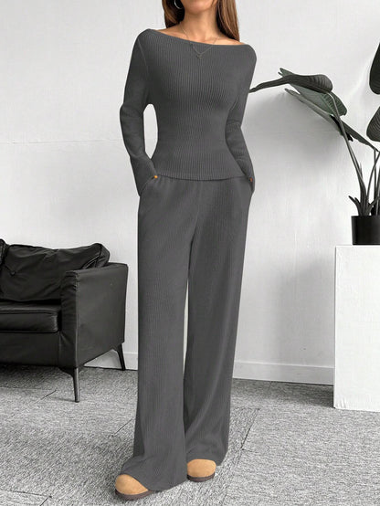 Jacqueline – Casual Long Sleeve Suit with Straight-Leg Pants