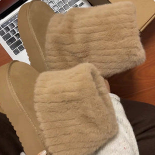 Kelly – Warm Vegan Suede Patchwork Boots