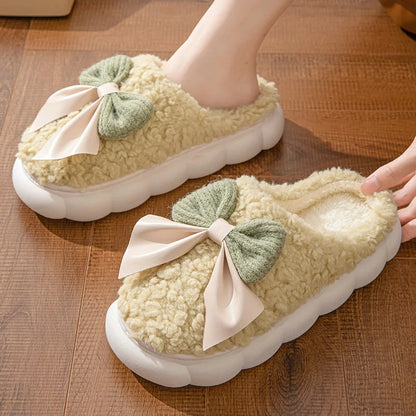 Anne – Cozy Plush Slippers with Bow